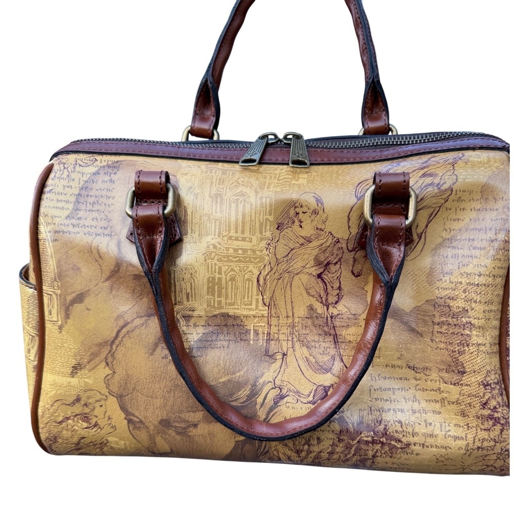 Rare Retired Patricia Nash Leather Satchel Italian Sketchbook Bag Tan Excellent